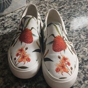 Express Floral Slip-On Sneakers - Red and Orange